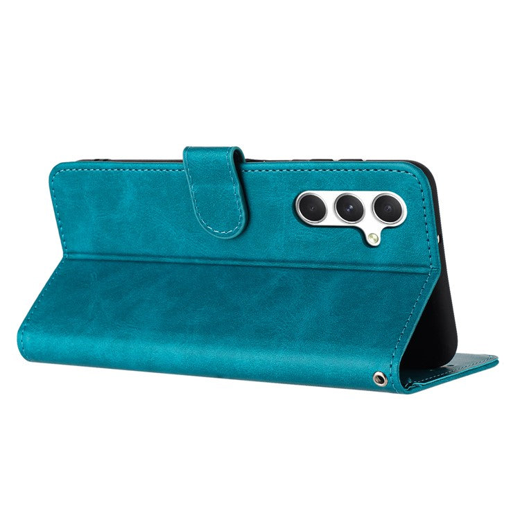 For Samsung Galaxy M35 5G Case Flip Stand PU Leather Wallet Phone Cover Calf Texture - Green