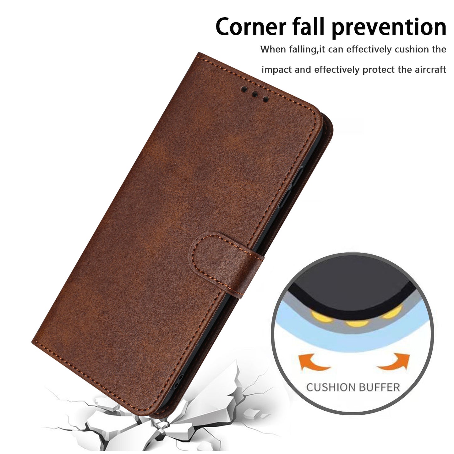 For Samsung Galaxy A06 Case Flip Stand PU Leather Wallet Phone Cover Calf Texture - Brown