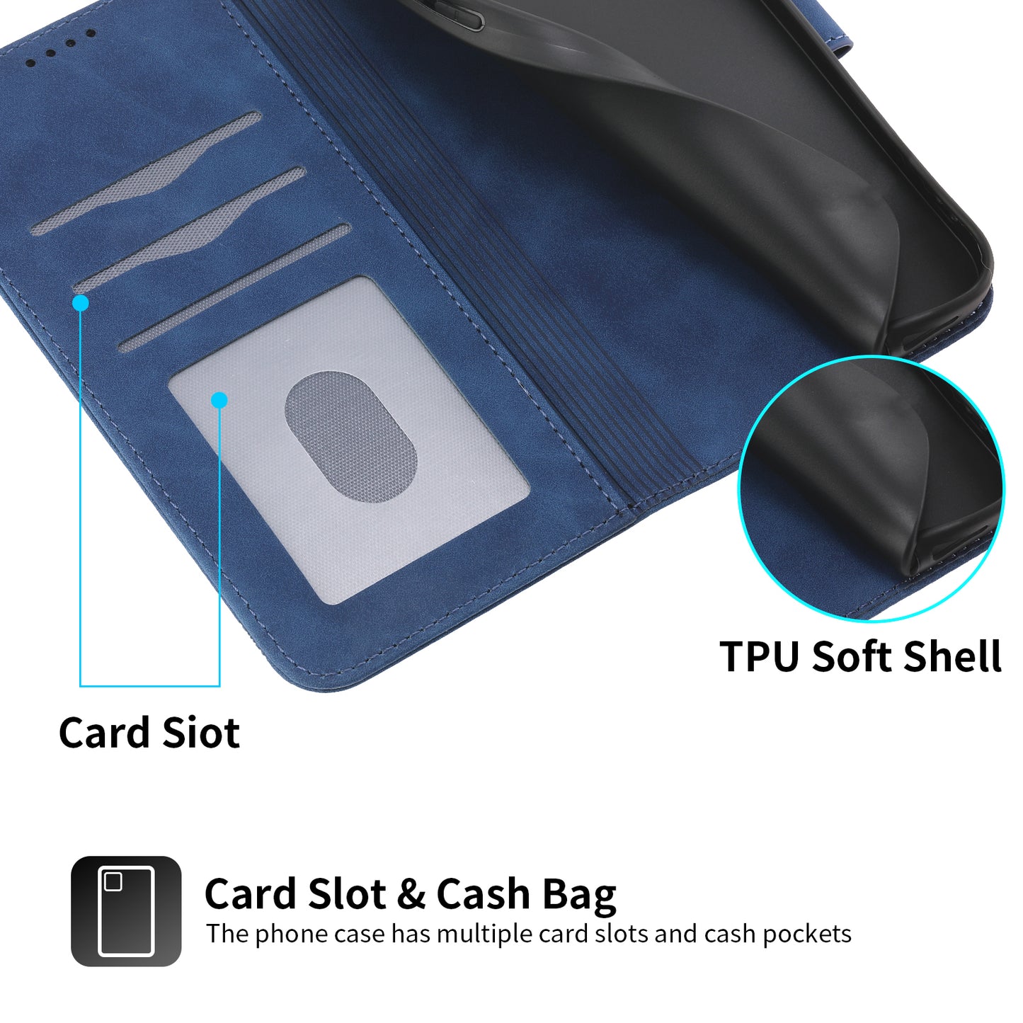 DIERFENG DF-03 For Samsung Galaxy A16 5G / A16 4G Leather Case Lines Imprint Wallet Phone Cover - Blue