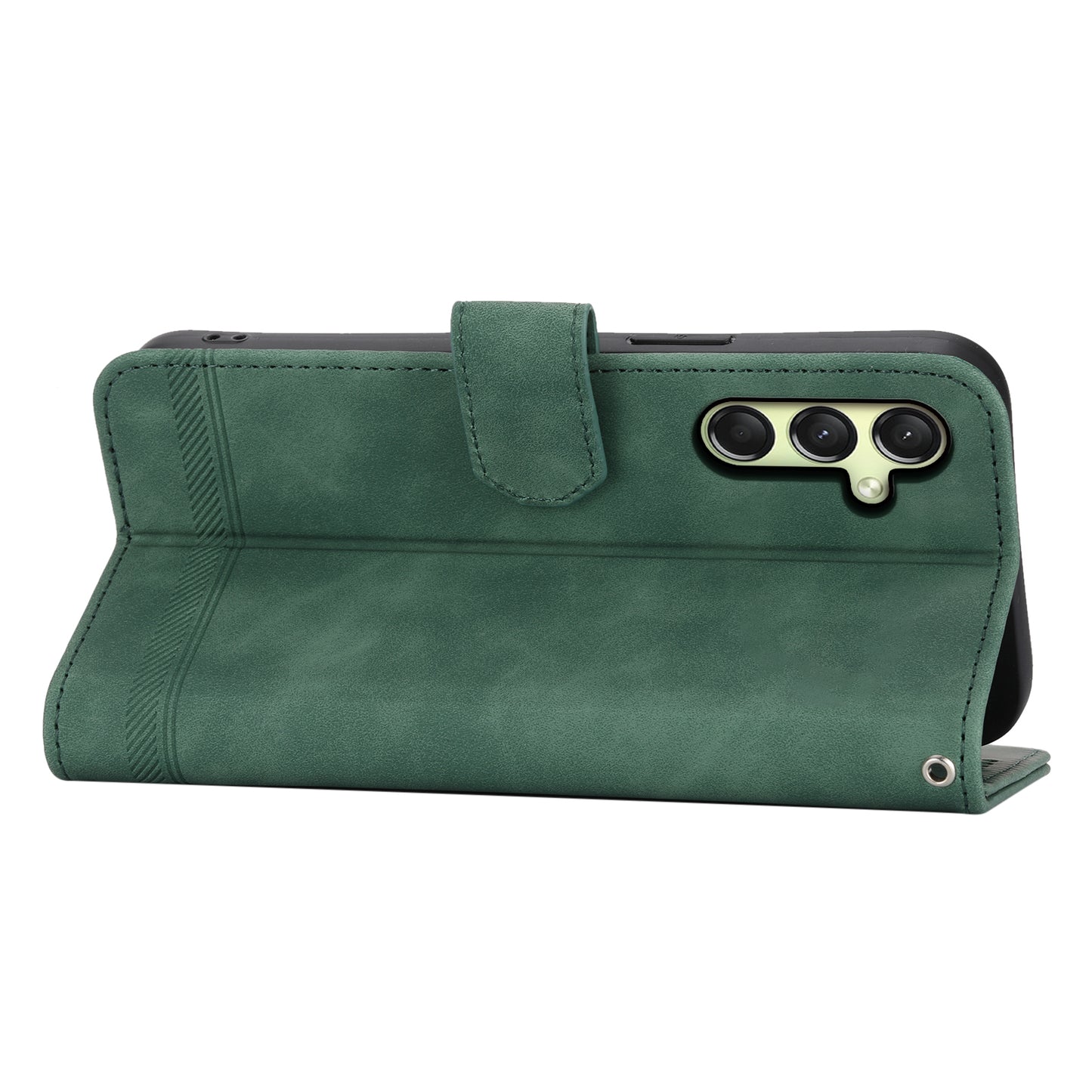 DIERFENG DF-03 For Samsung Galaxy A16 5G / A16 4G Leather Case Lines Imprint Wallet Phone Cover - Green