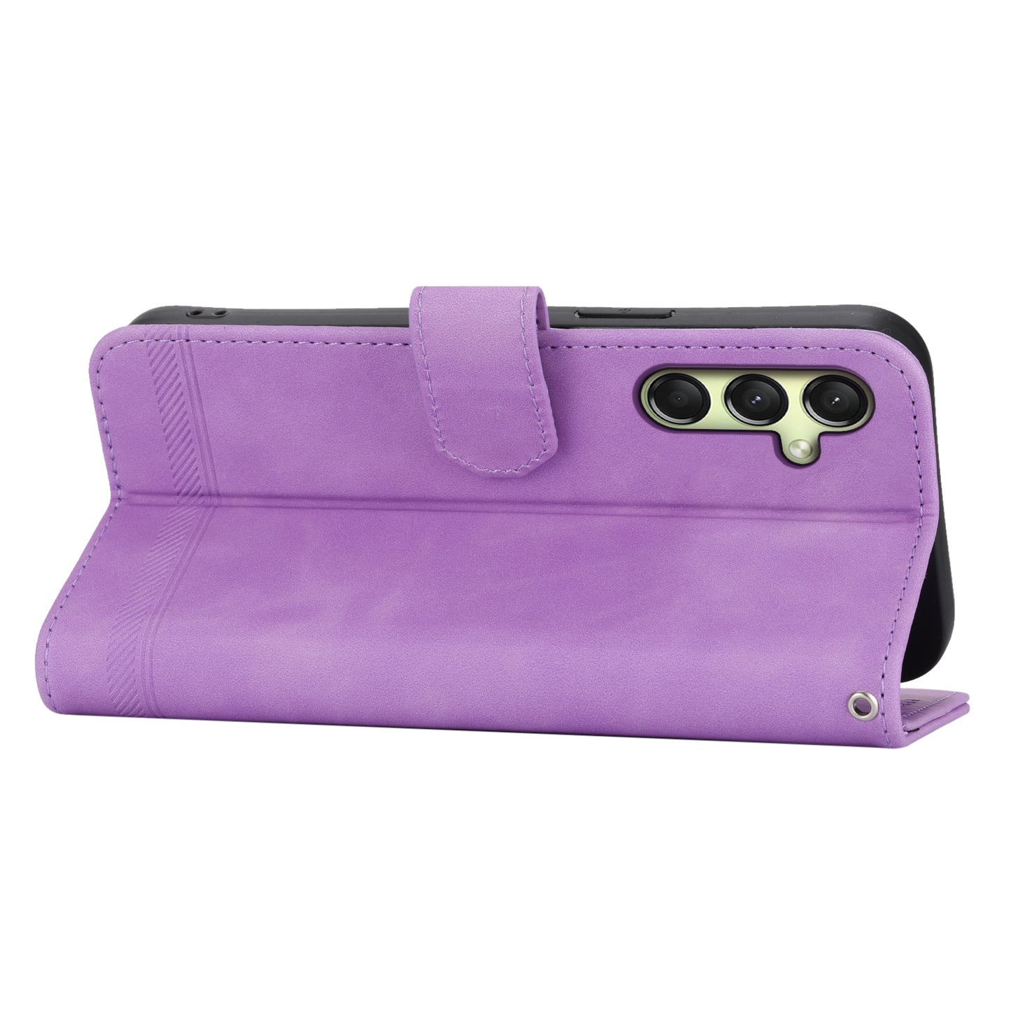 DIERFENG DF-03 For Samsung Galaxy A16 5G / A16 4G Leather Case Lines Imprint Wallet Phone Cover - Purple