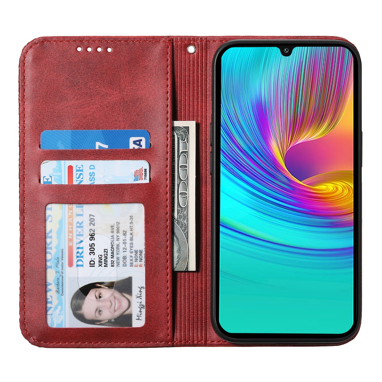 For Samsung Galaxy A16 5G / A16 4G Case Calf Texture PU Leather Phone Cover with Wallet - Red