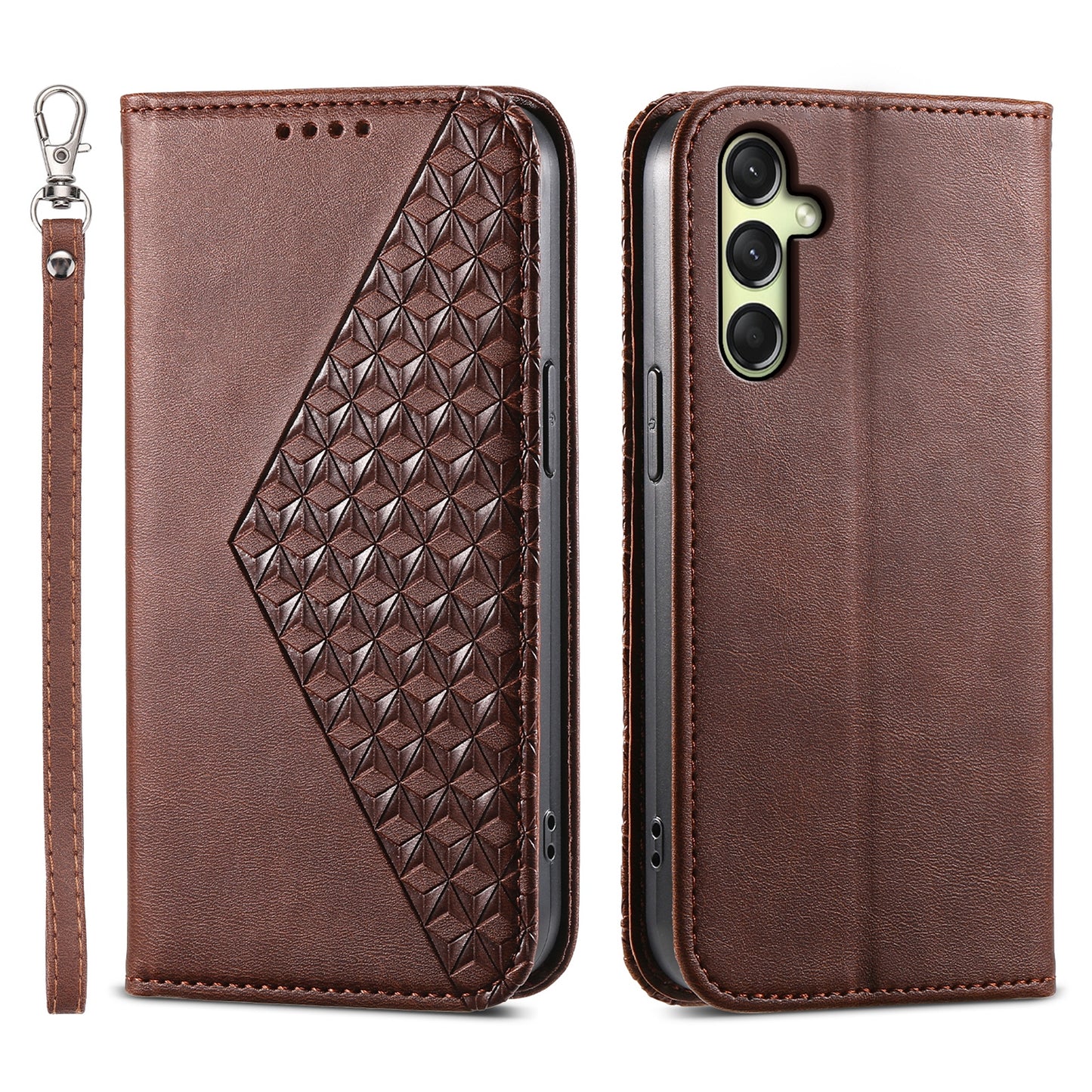 For Samsung Galaxy A16 5G / A16 4G Case Calf Texture PU Leather Phone Cover with Wallet - Brown
