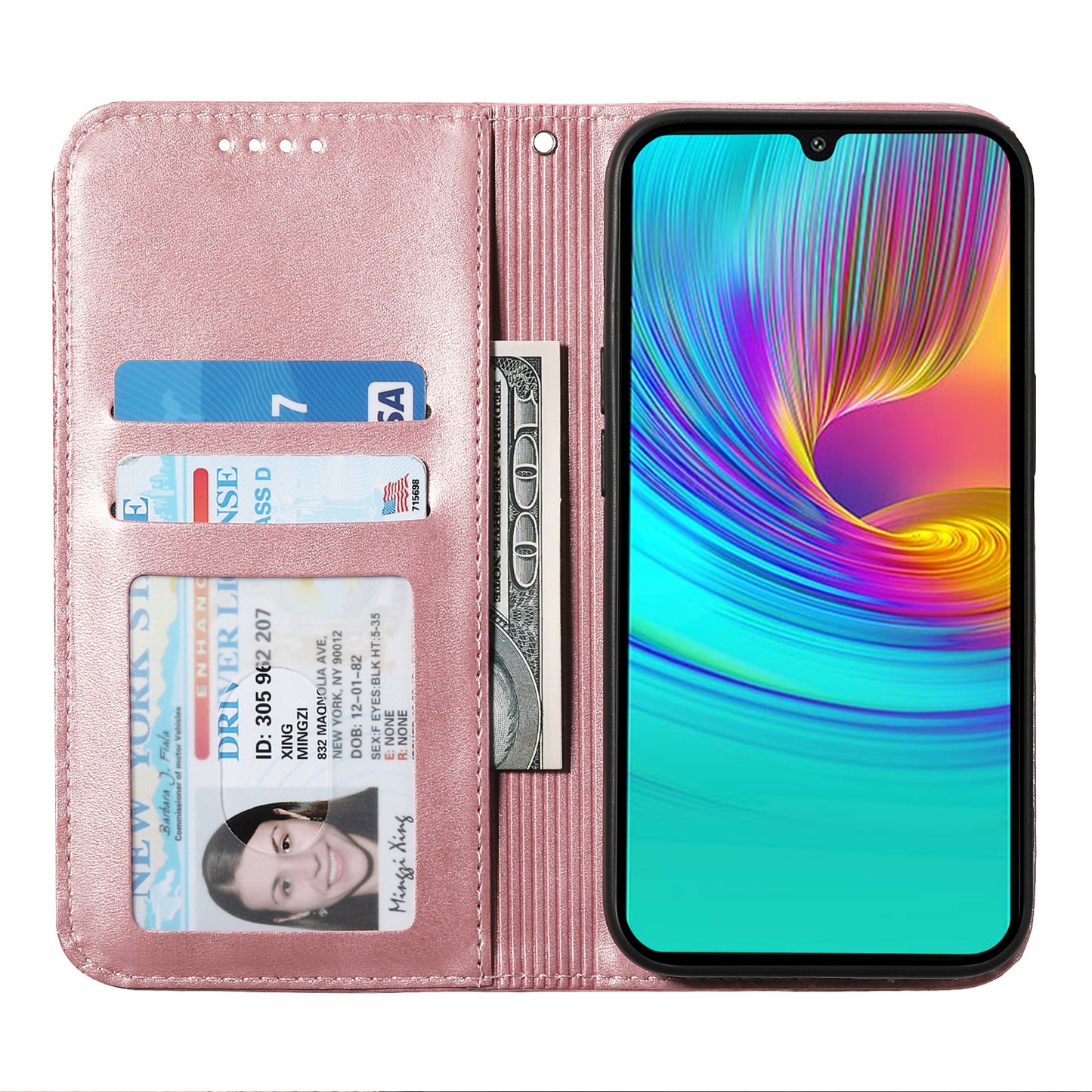 For Samsung Galaxy A16 5G / A16 4G Case Calf Texture PU Leather Phone Cover with Wallet - Rose Gold