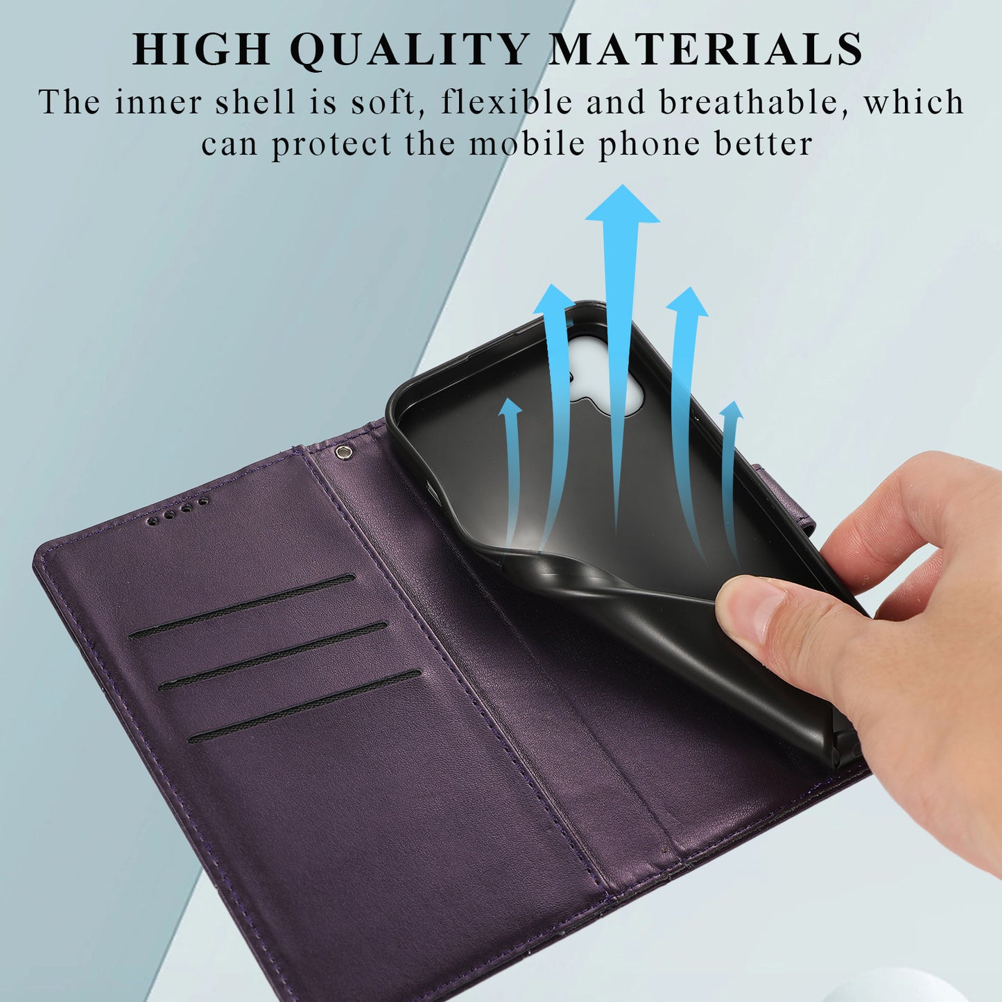 DF-06 For Samsung Galaxy A06 Phone Case Line Imprint Leather Wallet Cover - Purple