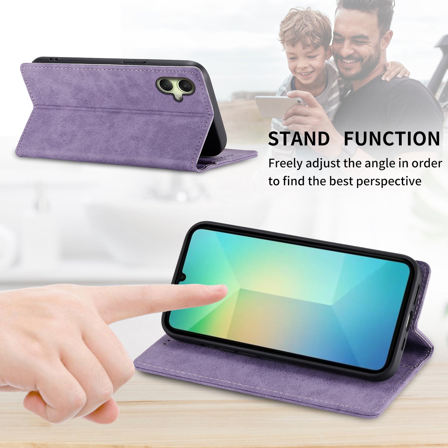 DF-05 For Samsung Galaxy A06 Wallet Case RFID Blocking PU Leather Phone Cover - Purple