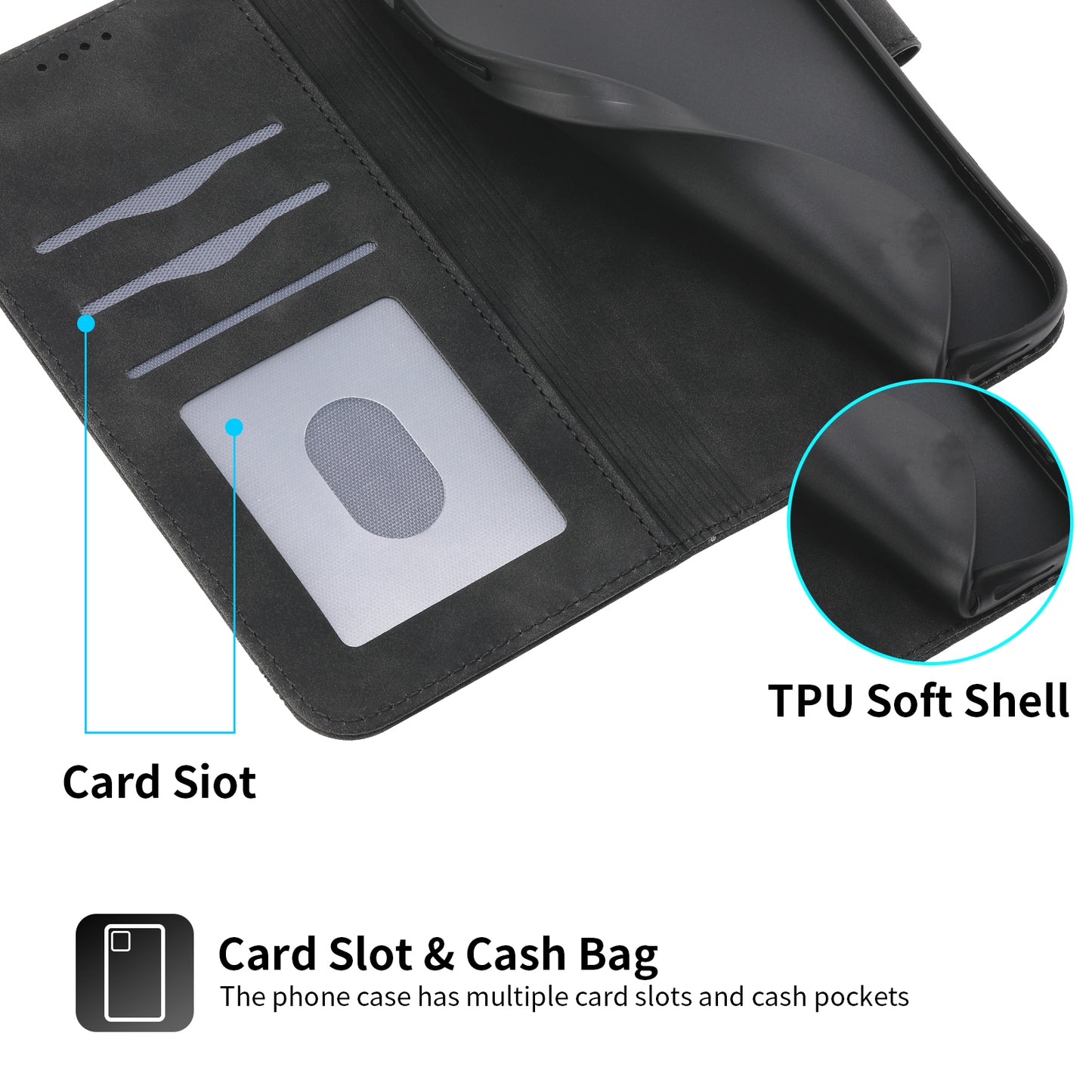DIERFENG DF-03 For Samsung Galaxy A06 Leather Case Lines Imprint Wallet Phone Cover - Black