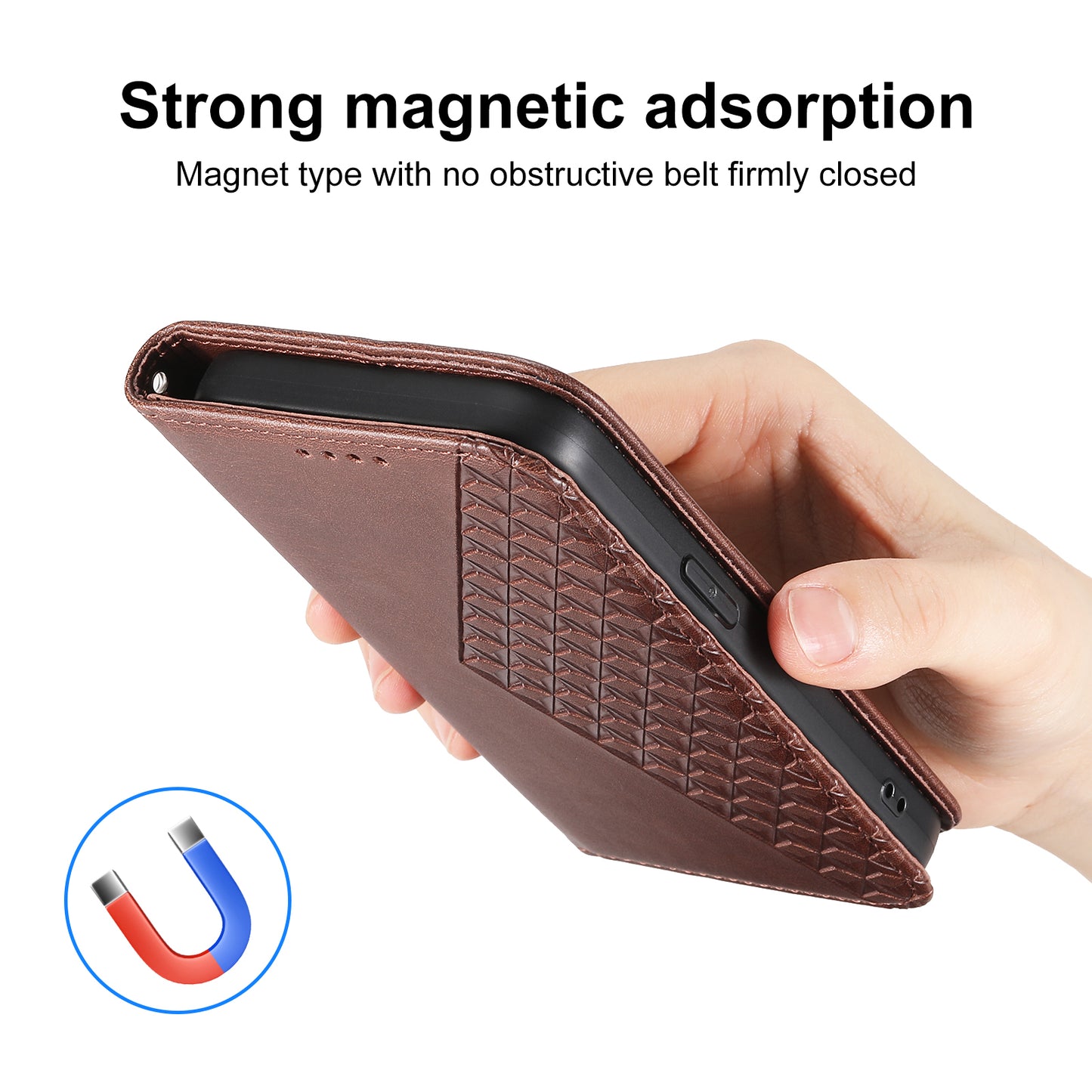 For Samsung Galaxy A06 Case Calf Texture PU Leather Phone Cover with Wallet - Brown
