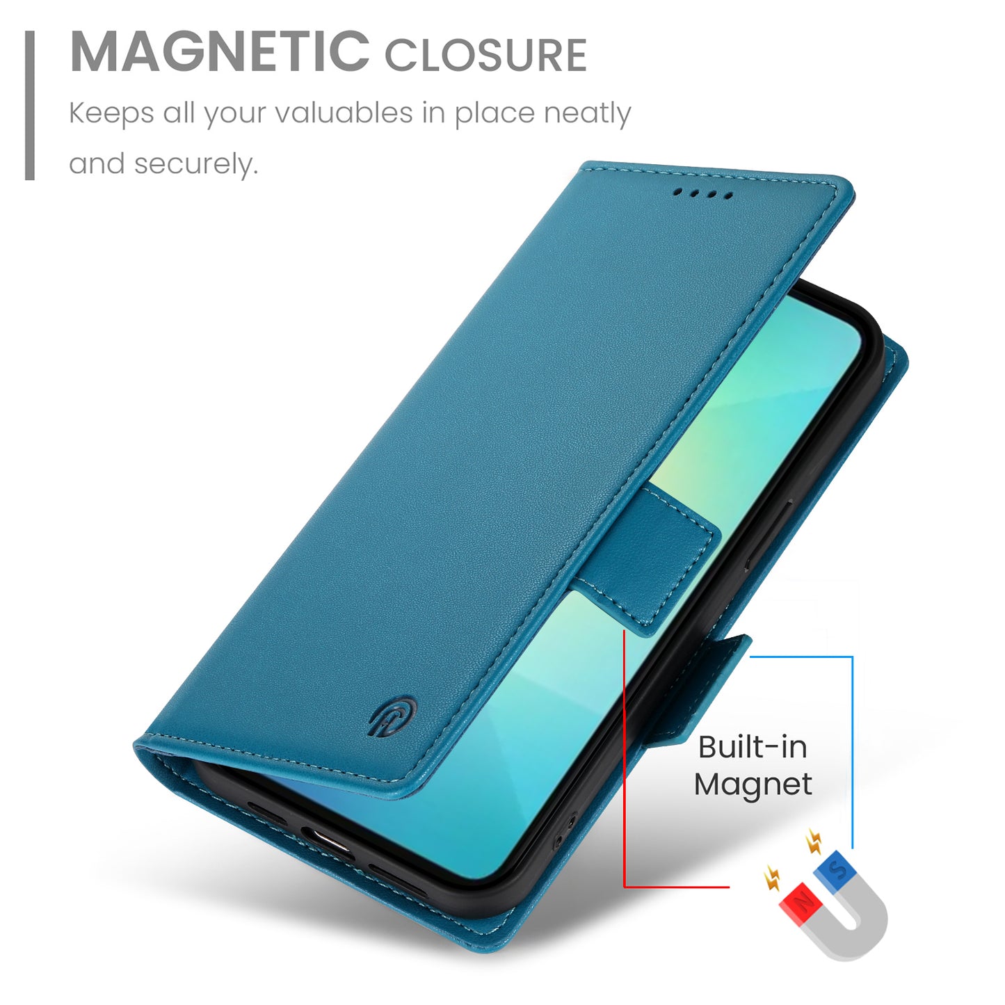 DF-010 For Samsung Galaxy A06 Stand Case PU Leather Wallet Phone Cover - Blue