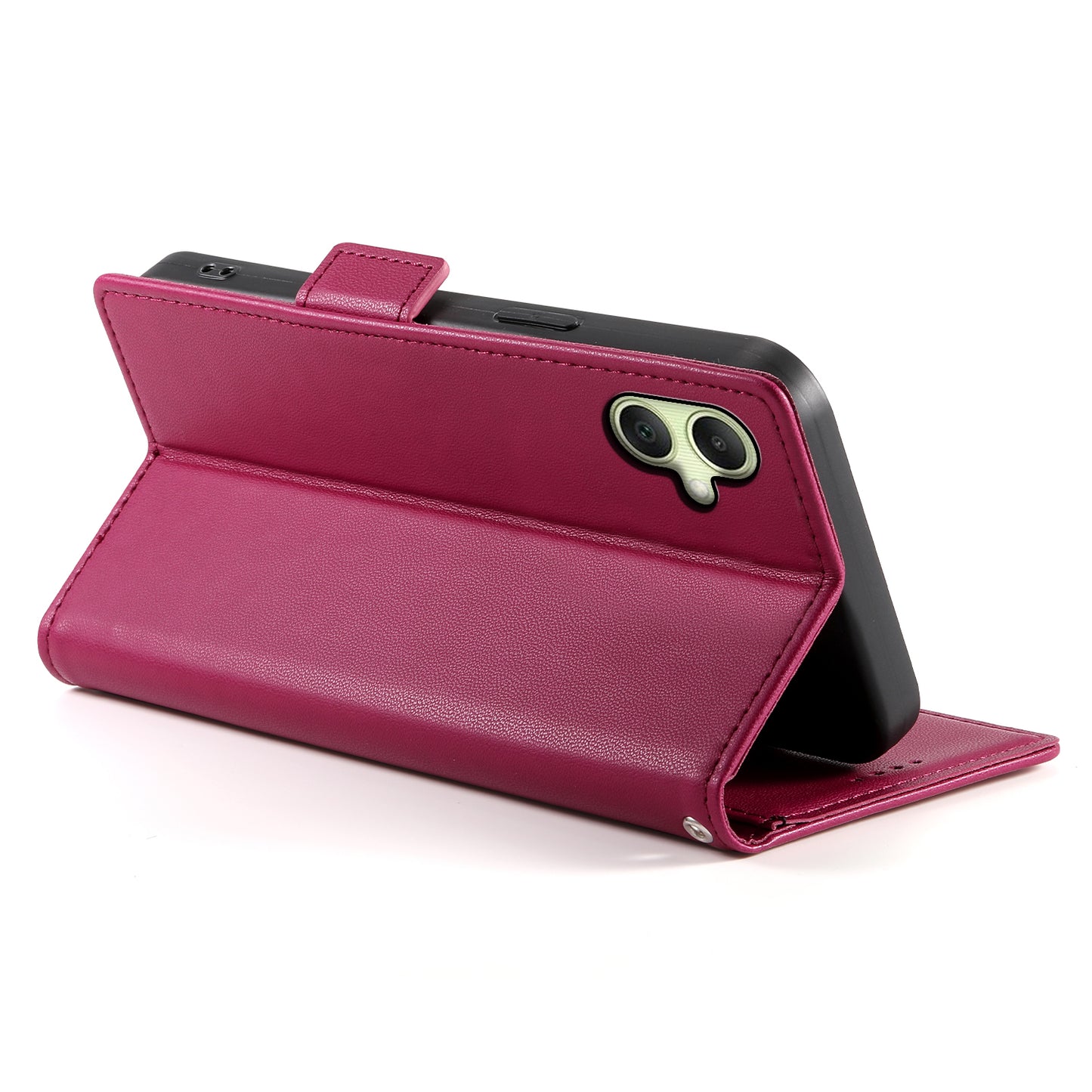 DF-010 For Samsung Galaxy A06 Stand Case PU Leather Wallet Phone Cover - Wine Red