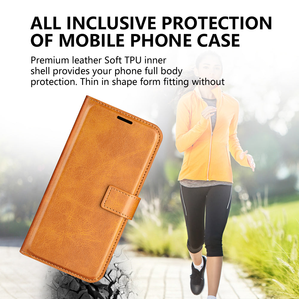 For Samsung Galaxy A16 5G / A16 4G Stand Case Anti-Scratch Calf Texture Leather Phone Cover - Yellow