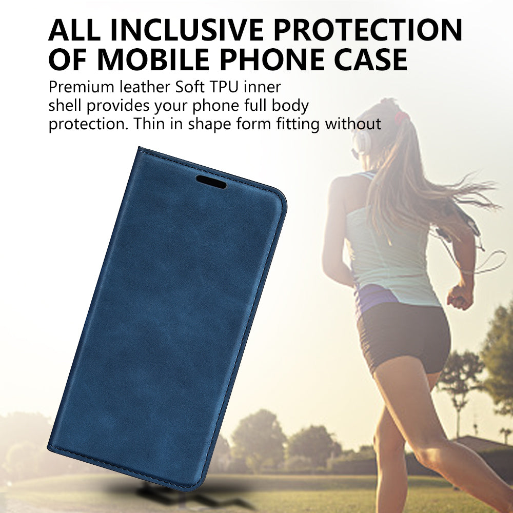 For Samsung Galaxy A16 5G / A16 4G Case Skin-Touch Leather Wallet Phone Cover - Blue