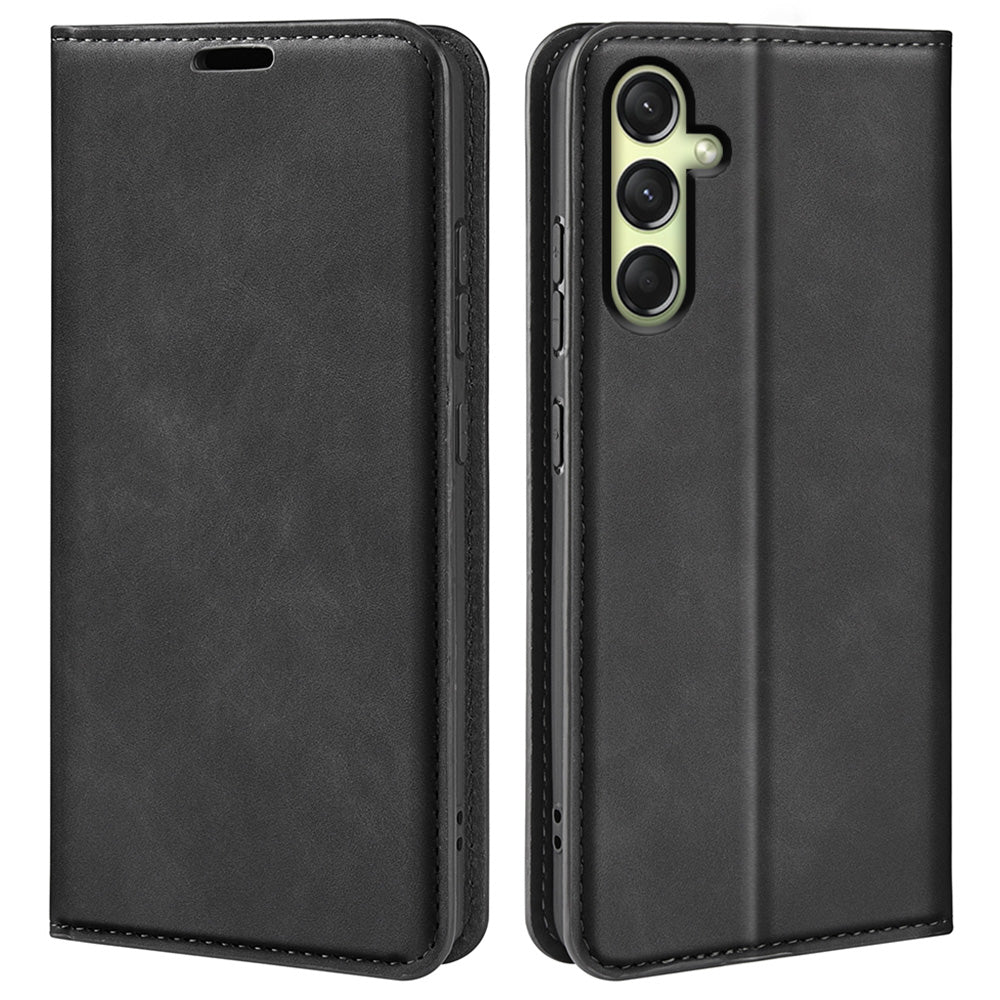 For Samsung Galaxy A16 5G / A16 4G Case Skin-Touch Leather Wallet Phone Cover - Black
