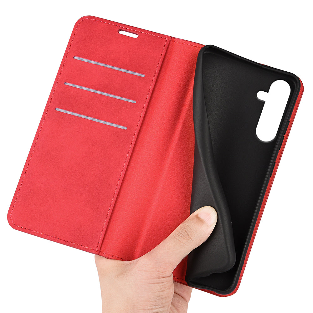 For Samsung Galaxy A16 5G / A16 4G Case Skin-Touch Leather Wallet Phone Cover - Red
