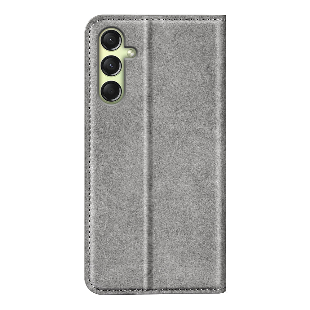 For Samsung Galaxy A16 5G / A16 4G Case Skin-Touch Leather Wallet Phone Cover - Grey