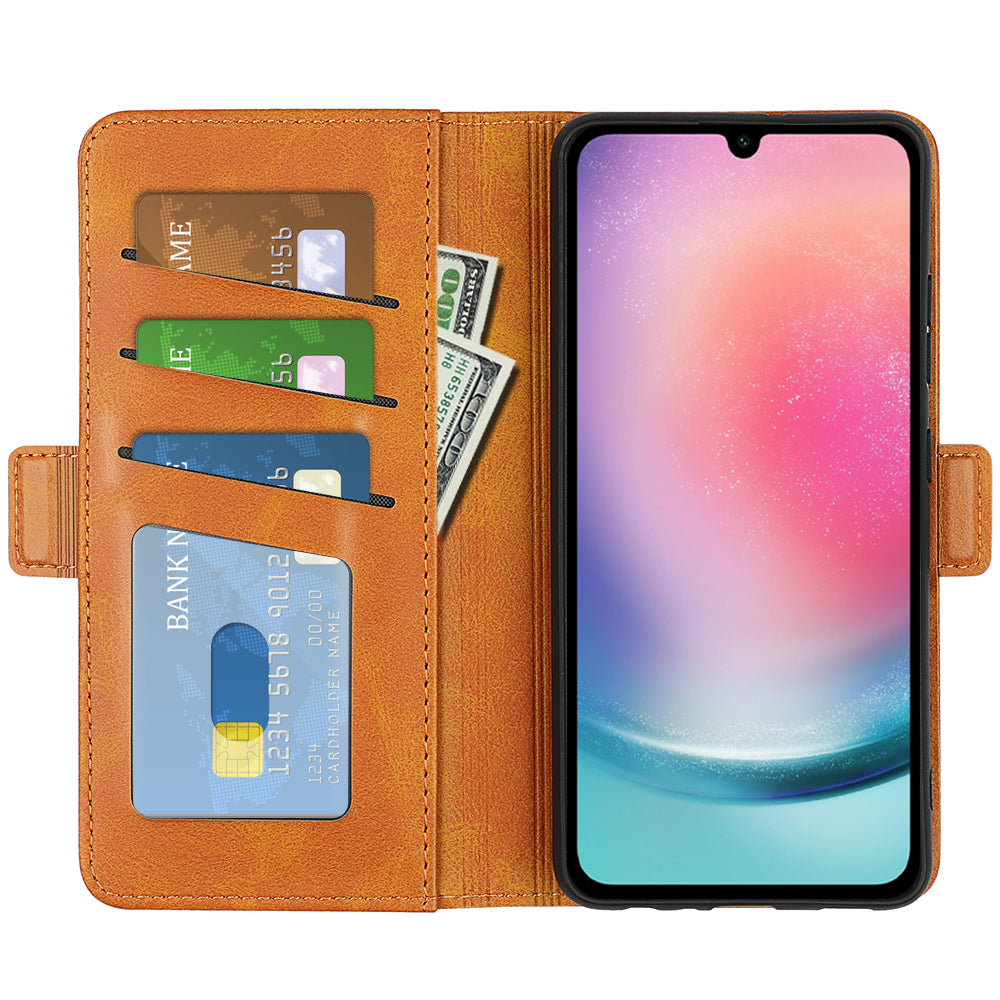 For Samsung Galaxy A16 5G / A16 4G Stand Case Calf Texture Leather Wallet Phone Cover - Yellow