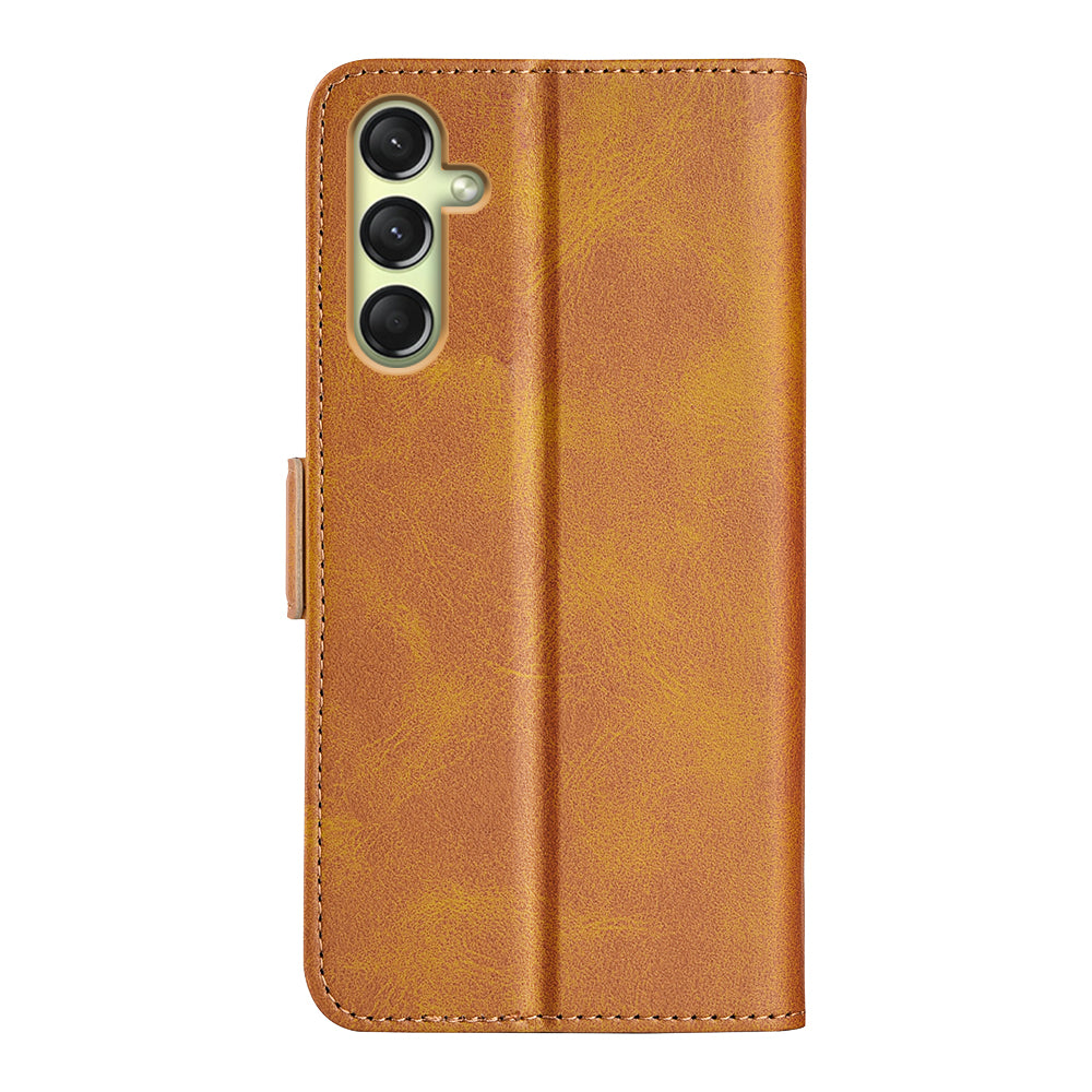 For Samsung Galaxy A16 5G / A16 4G Stand Case Calf Texture Leather Wallet Phone Cover - Yellow