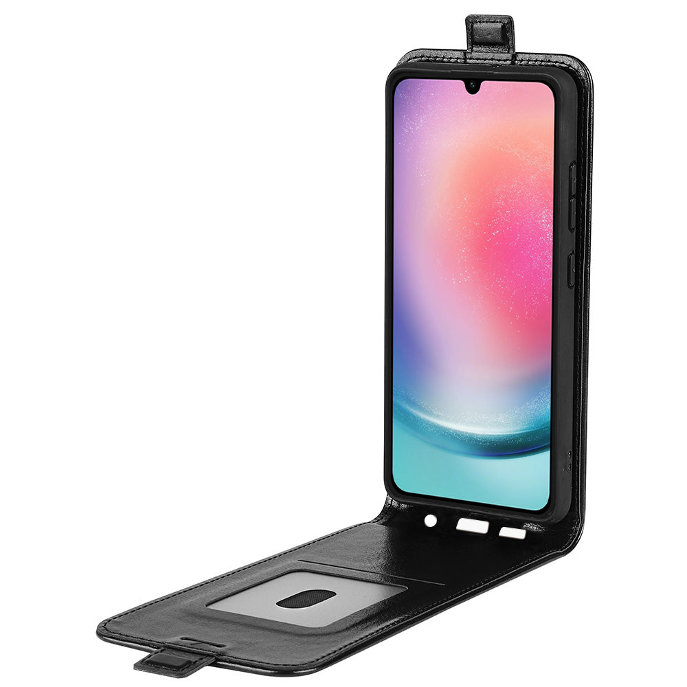 For Samsung Galaxy A16 5G / A16 4G Case with Card Slots Vertical Flip Leather Phone Cover - Black