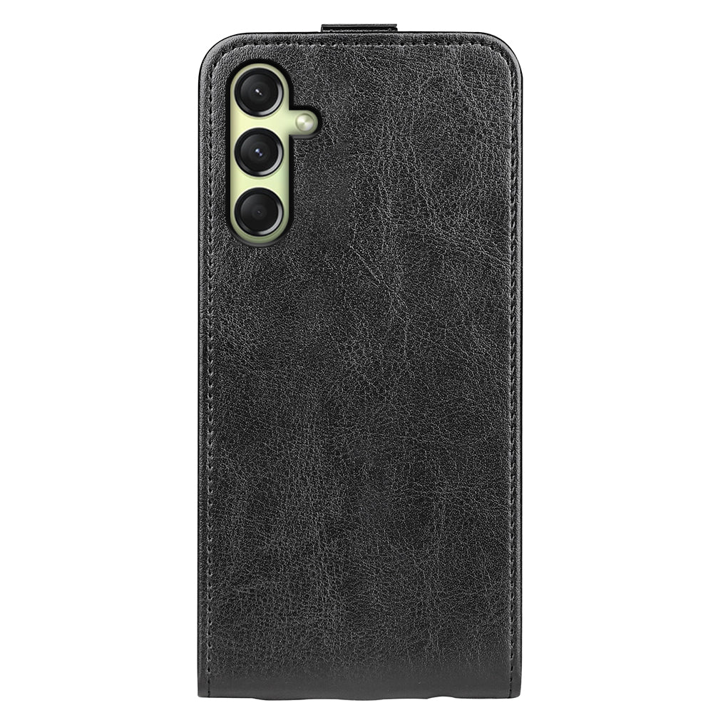 For Samsung Galaxy A16 5G / A16 4G Case with Card Slots Vertical Flip Leather Phone Cover - Black
