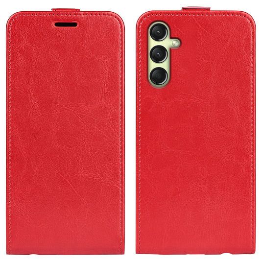 For Samsung Galaxy A16 5G / A16 4G Case with Card Slots Vertical Flip Leather Phone Cover - Red