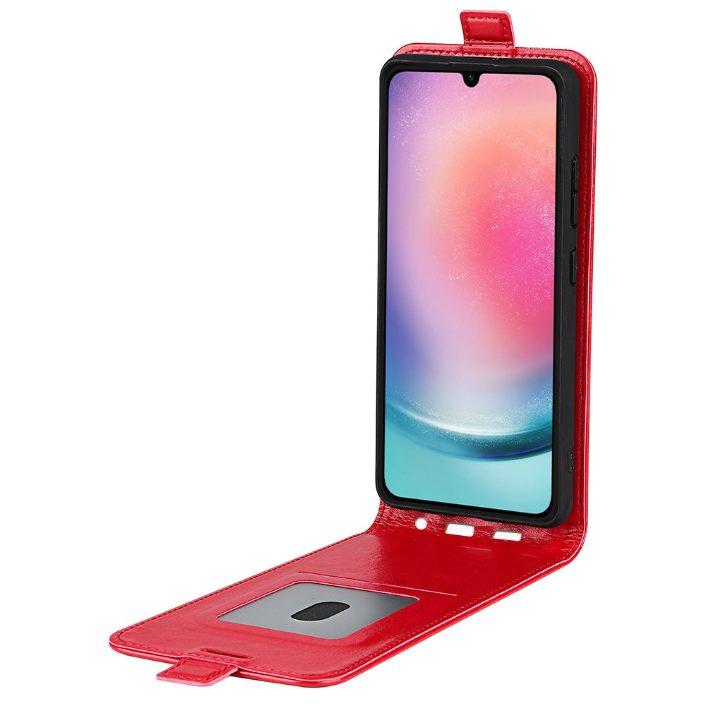 For Samsung Galaxy A16 5G / A16 4G Case with Card Slots Vertical Flip Leather Phone Cover - Red