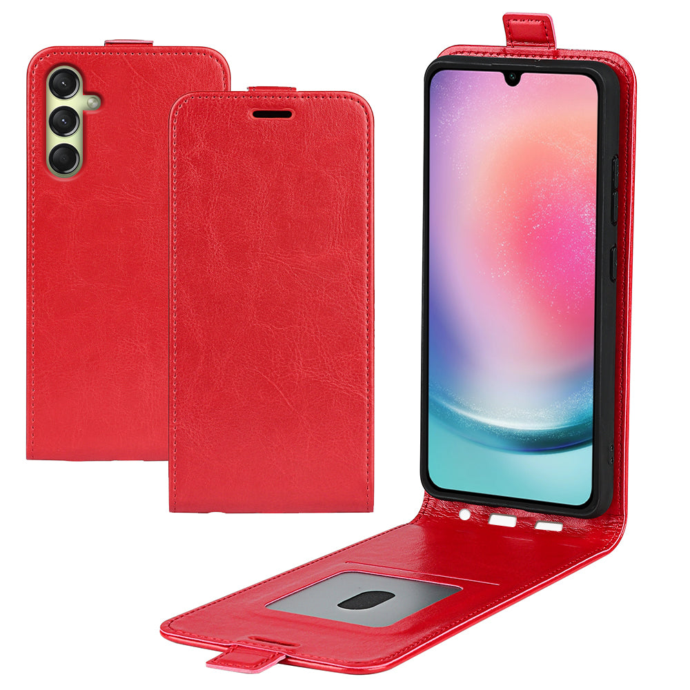For Samsung Galaxy A16 5G / A16 4G Case with Card Slots Vertical Flip Leather Phone Cover - Red