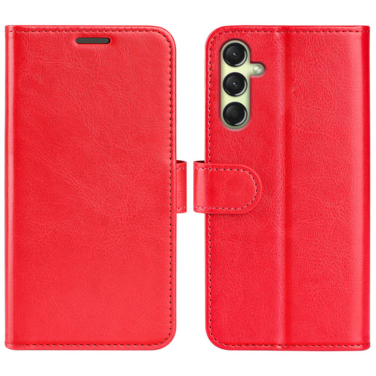 For Samsung Galaxy A16 5G / A16 4G Wallet Case Crazy Horse Texture Stand Leather Phone Cover - Red