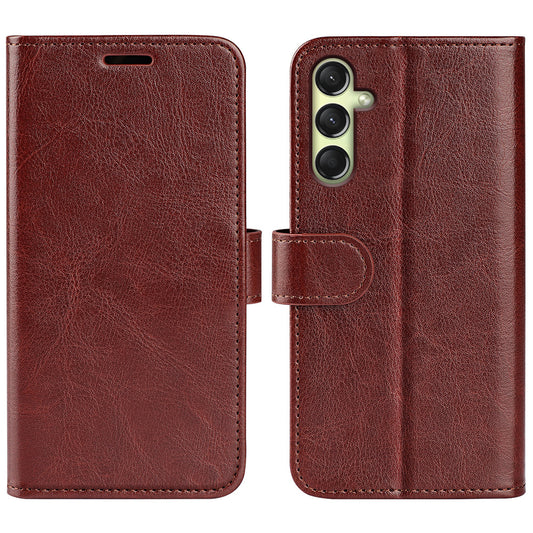For Samsung Galaxy A16 5G / A16 4G Wallet Case Crazy Horse Texture Stand Leather Phone Cover - Brown