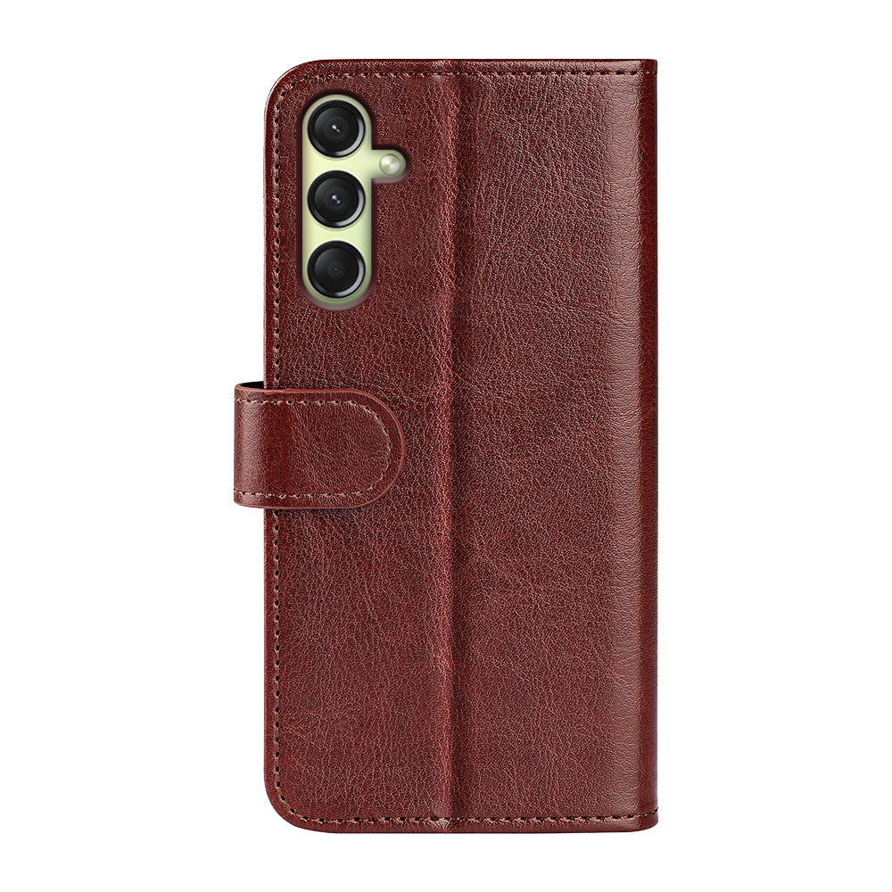 For Samsung Galaxy A16 5G / A16 4G Wallet Case Crazy Horse Texture Stand Leather Phone Cover - Brown