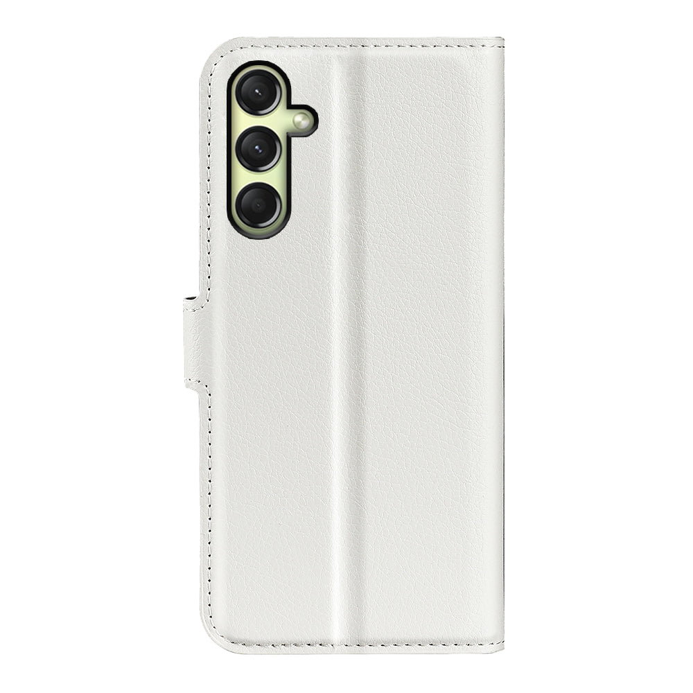 For Samsung Galaxy A16 5G / A16 4G Case Litchi Texture Shockproof Leather Wallet Phone Cover - White