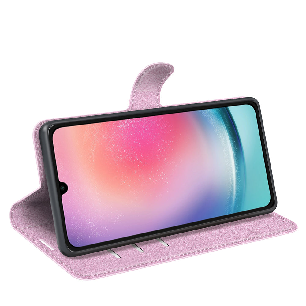 For Samsung Galaxy A16 5G / A16 4G Case Litchi Texture Shockproof Leather Wallet Phone Cover - Pink