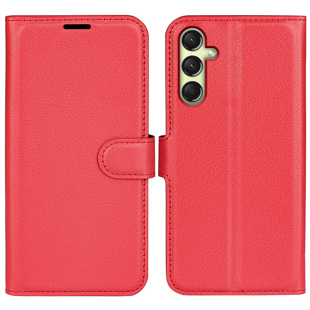 For Samsung Galaxy A16 5G / A16 4G Case Litchi Texture Shockproof Leather Wallet Phone Cover - Red