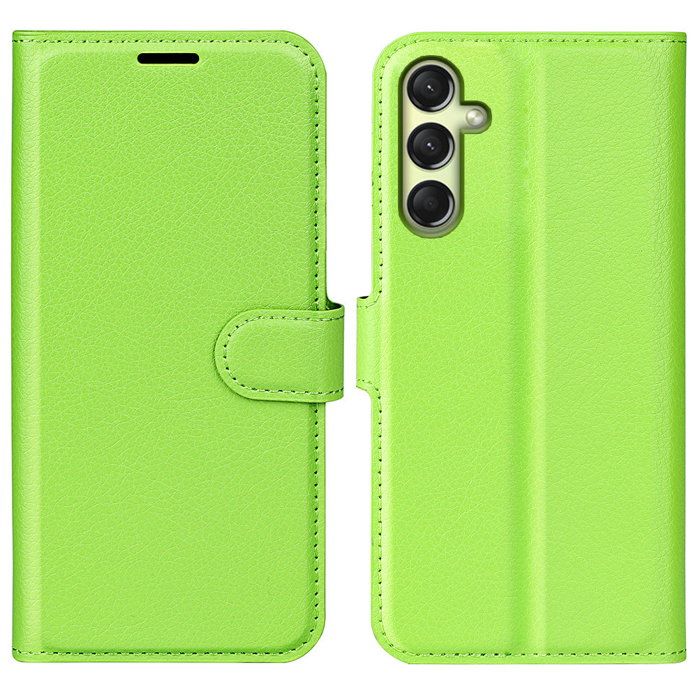 For Samsung Galaxy A16 5G / A16 4G Case Litchi Texture Shockproof Leather Wallet Phone Cover - Green