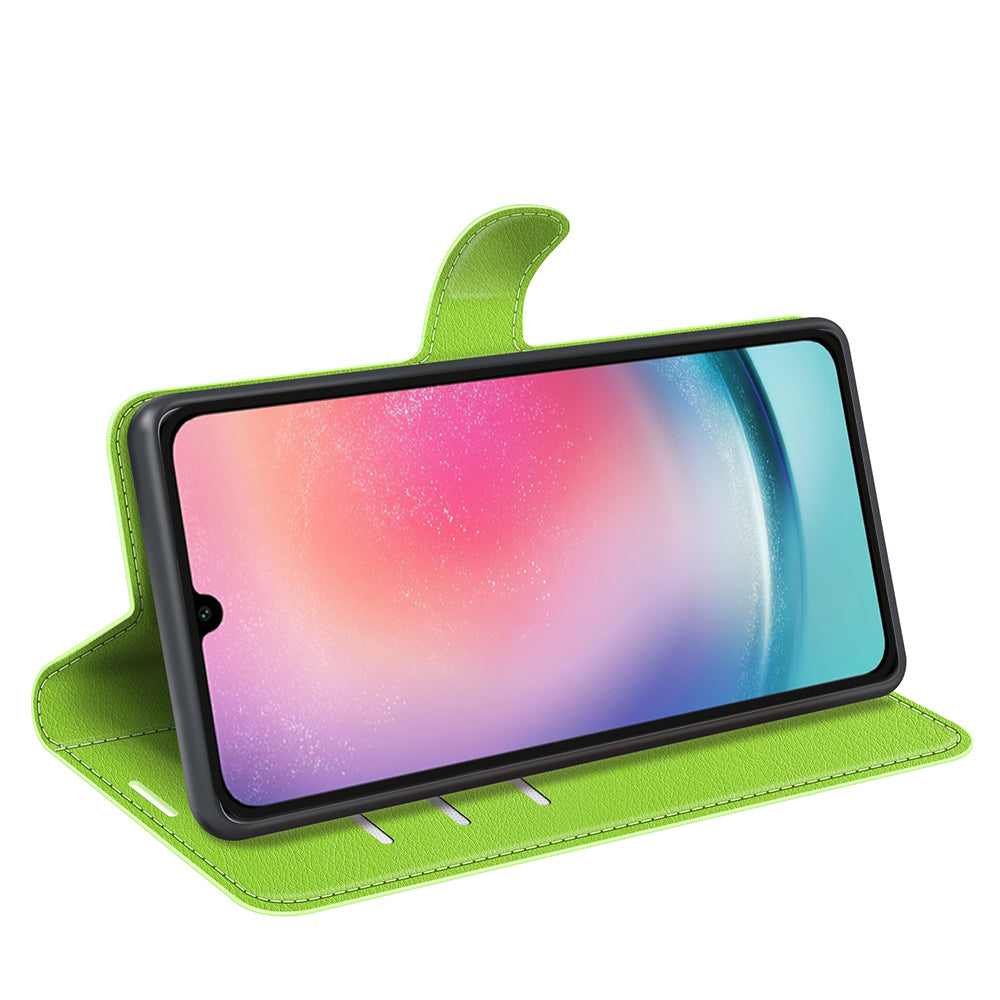 For Samsung Galaxy A16 5G / A16 4G Case Litchi Texture Shockproof Leather Wallet Phone Cover - Green
