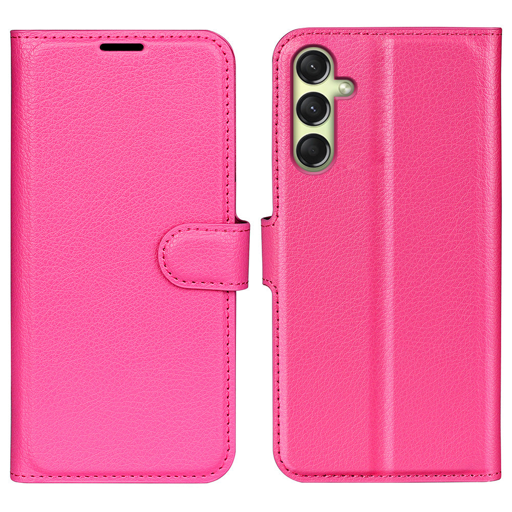 For Samsung Galaxy A16 5G / A16 4G Case Litchi Texture Shockproof Leather Wallet Phone Cover - Rose