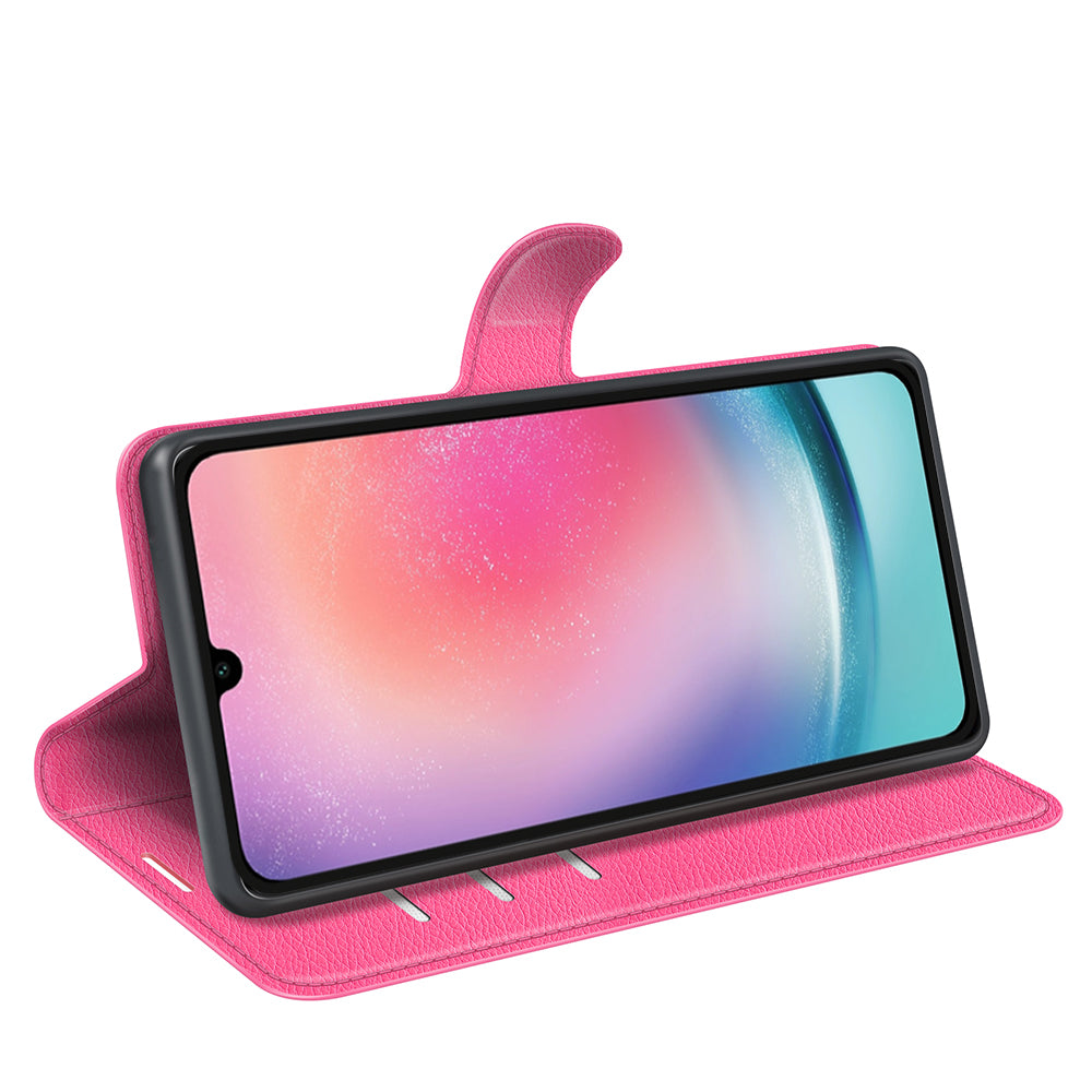 For Samsung Galaxy A16 5G / A16 4G Case Litchi Texture Shockproof Leather Wallet Phone Cover - Rose