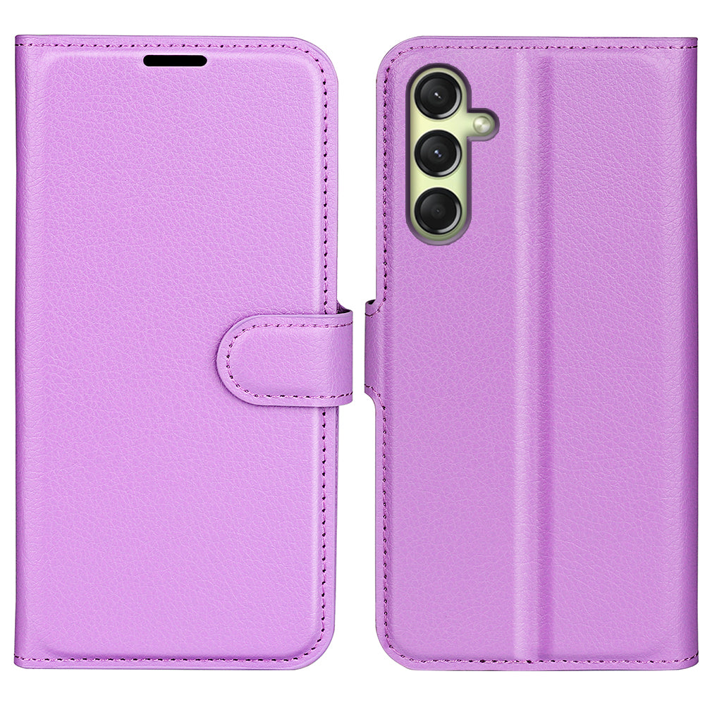 For Samsung Galaxy A16 5G / A16 4G Case Litchi Texture Shockproof Leather Wallet Phone Cover - Purple