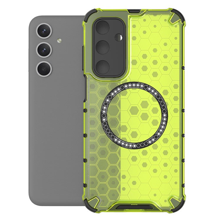 For Samsung Galaxy M35 5G Case Compatible with MagSafe Honeycomb Design TPU+PC Phone Cover - Green
