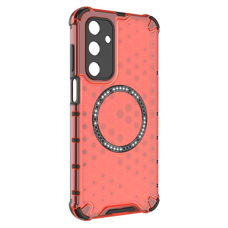 For Samsung Galaxy M35 5G Case Compatible with MagSafe Honeycomb Design TPU+PC Phone Cover - Red