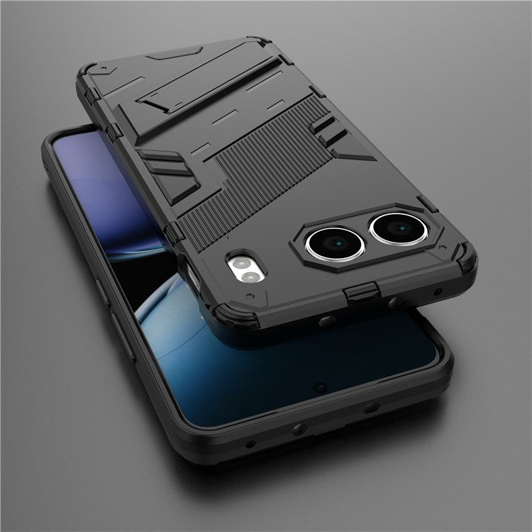 For OnePlus Nord 4 Case PC+TPU Shockproof Phone Cover with Kickstand - Black