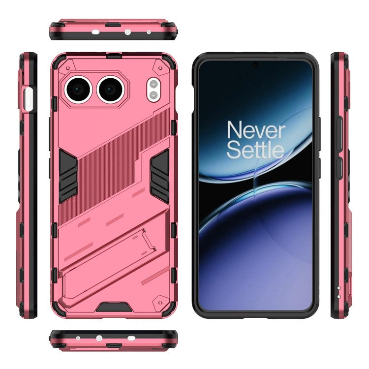 For OnePlus Nord 4 Case PC+TPU Shockproof Phone Cover with Kickstand - Rose