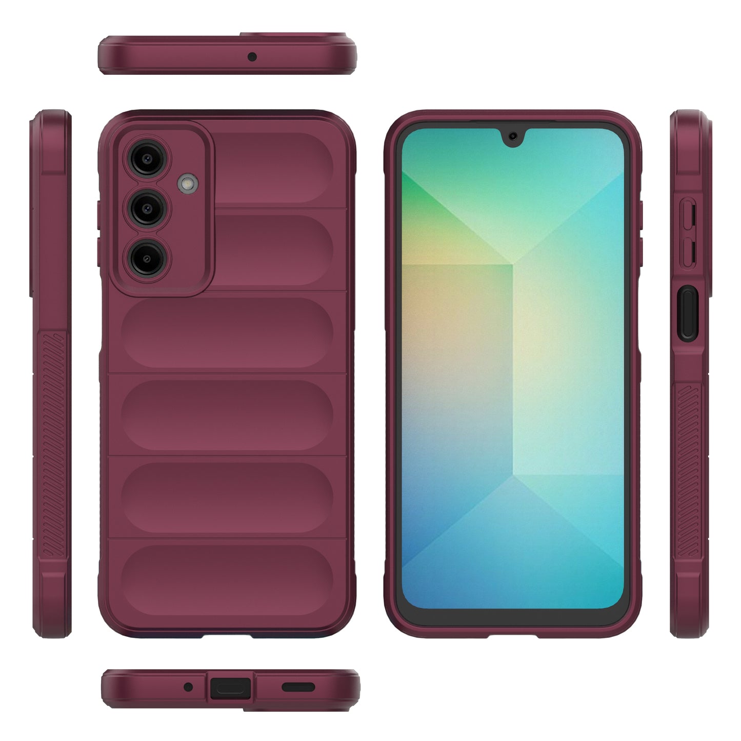 For Samsung Galaxy A16 5G / A16 4G Case Anti-Drop Soft TPU Rugged Phone Back Cover - Wine Red