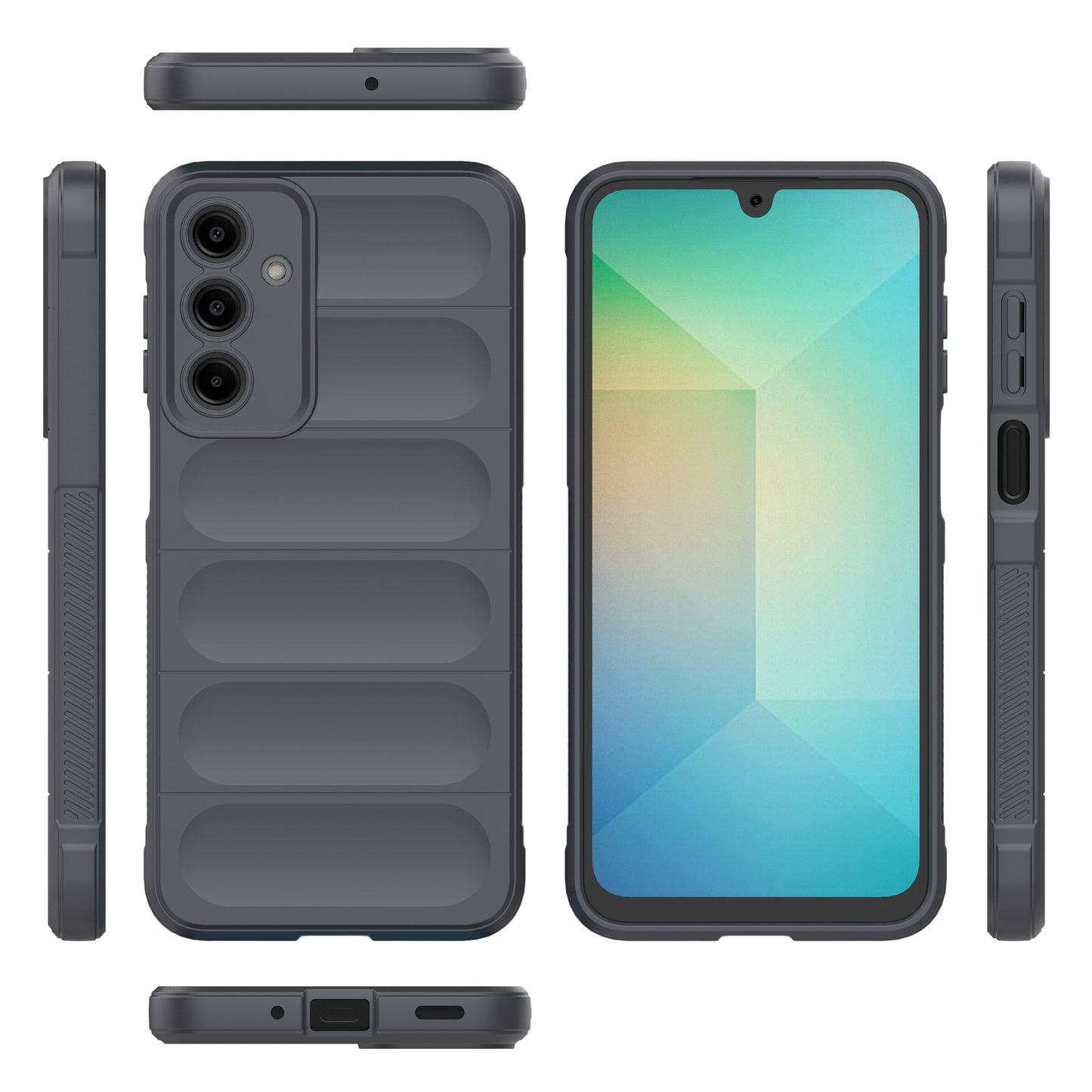 For Samsung Galaxy A16 5G / A16 4G Case Anti-Drop Soft TPU Rugged Phone Back Cover - Dark Grey