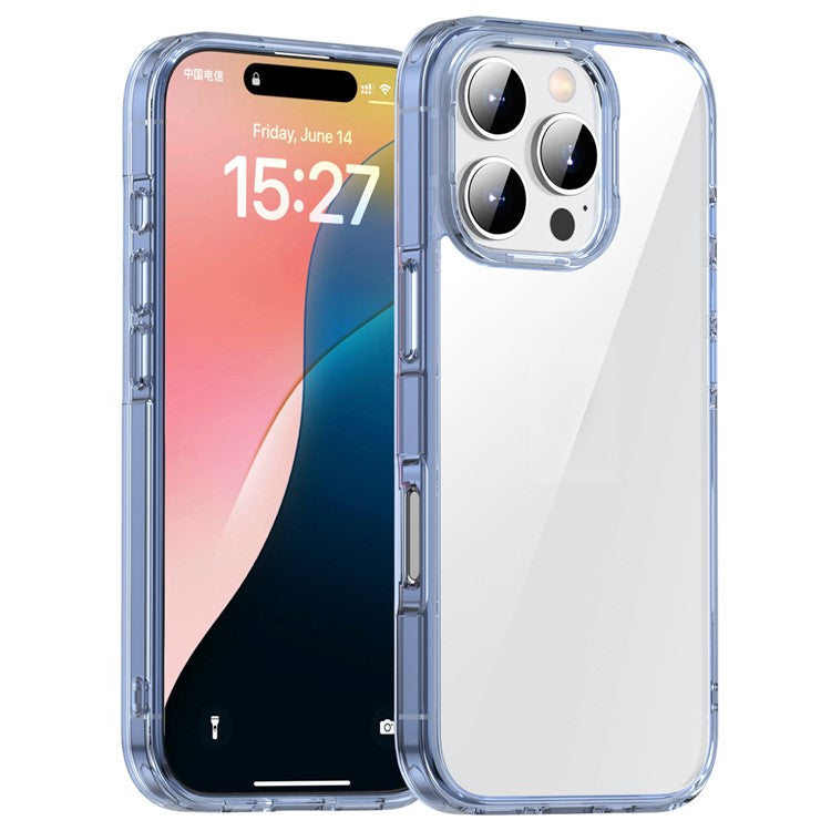 IPAKY For iPhone 16 Pro Clear Phone Case TPU + PC Slim Phone Back Cover - Transparent Blue