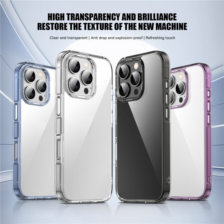 IPAKY For iPhone 16 Pro Clear Phone Case TPU + PC Slim Phone Back Cover - Transparent Blue