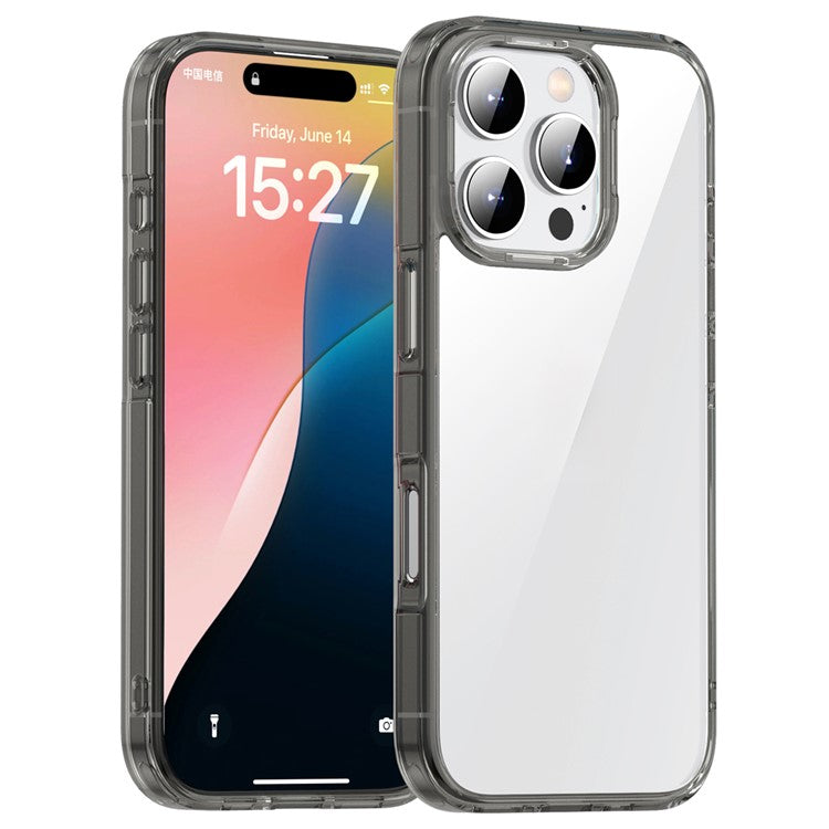 IPAKY For iPhone 16 Pro Clear Phone Case TPU + PC Slim Phone Back Cover - Transparent Grey