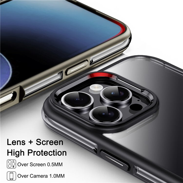 IPAKY For iPhone 16 Pro Electroplating TPU Case Airbag Shockproof Phone Cover - Titanium Gold