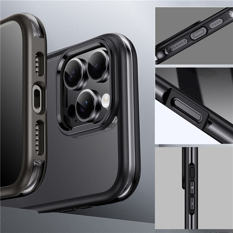 IPAKY For iPhone 16 Pro Electroplating TPU Case Airbag Shockproof Phone Cover - Titanium Gold