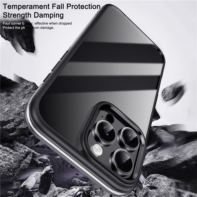 IPAKY For iPhone 16 Pro Electroplating TPU Case Airbag Shockproof Phone Cover - Titanium Gold