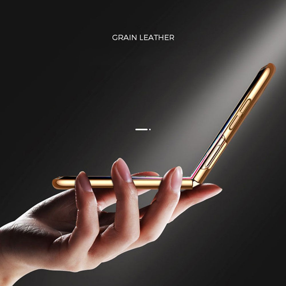 For Samsung Galaxy Z Flip7 FE 5G / Z Flip6 5G Case Crocodile Texture Genuine Cow Leather+PC Phone Cover - Red